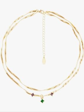8 Other Reasons X Wicked Elphaba Gold Plated Double Snake Chain Necklace New